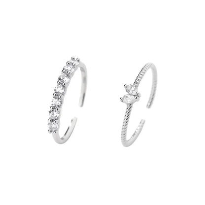 925 Sterling Silver round Zircon Rings