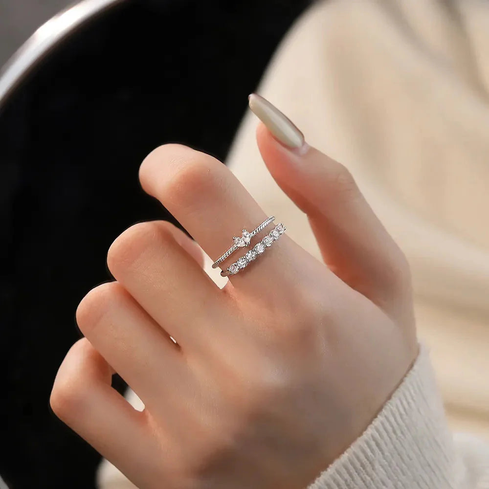 925 Sterling Silver round Zircon Rings