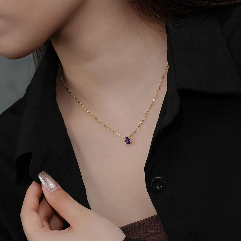 Peridot Water Drop Pendant Necklace